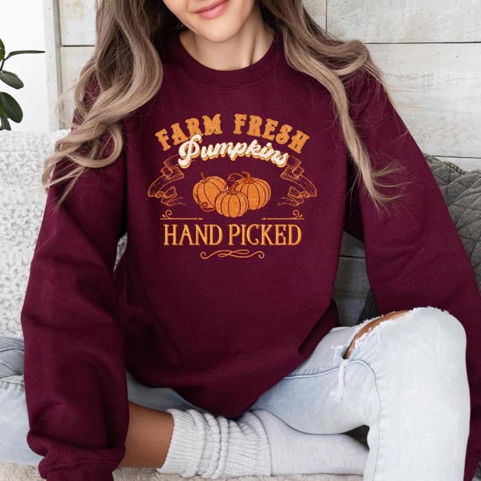 Farm Fresh Pumpkins Hand Picked Halloween Fall Autumn Sweatshirt