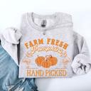 Medium Ash Light Gray Farm Fresh Pumpkins Hand Picked Halloween Fall Autumn Sweatshirt
