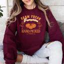 Small Maroon Farm Fresh Pumpkins Hand Picked Halloween Fall Autumn Sweatshirt