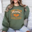 Large Military Green Farm Fresh Pumpkins Hand Picked Halloween Fall Autumn Sweatshirt