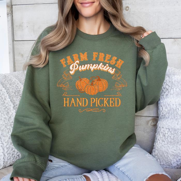 Farm Fresh Pumpkins Hand Picked Halloween Fall Autumn Sweatshirt