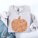 Medium Ash Light Gray Floral Pumpkin And Autumn Flowers Farmhouse Cozy Handpicked Blooms For Cold Weather Sweatshirt