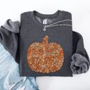 XL Dark Gray Heather Floral Pumpkin And Autumn Flowers Farmhouse Cozy Handpicked Blooms For Cold Weather Sweatshirt