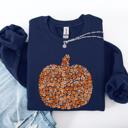 XL Navy Floral Pumpkin And Autumn Flowers Farmhouse Cozy Handpicked Blooms For Cold Weather Sweatshirt