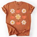 Large Yam Flowers and Pumpkins Minimalist Autumn Fall Halloween Floral Brushstroke Motif Comfort Colors Tee