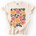 XXXL Ivory Cream Flowers and Pumpkins Watercolor Halloween Autumn Floral Design Comfort Colors Tee