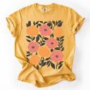 Small Mustard Flowers and Pumpkins Watercolor Halloween Autumn Floral Design Comfort Colors Tee