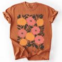 XXL Yam Flowers and Pumpkins Watercolor Halloween Autumn Floral Design Comfort Colors Tee