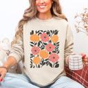 XXL Sand Vivid Watercolor Flowers And Pumpkins Autumn Halloween Garden Scene Artwork Print Sweatshirt