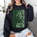 XXL Black Green Leaf Botanica Vintage Boho Nature Inspired Minimalist Botanical Print Sweatshirt