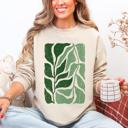 XL Sand Green Leaf Botanica Vintage Boho Nature Inspired Minimalist Botanical Print Sweatshirt