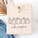 Small Ivory Cream Hello Pumpkin Minimalist Thanksgiving Autumn Fall Floral Pumpkin Brush Stroke Comfort Colors Tee