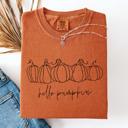 XXXL Yam Hello Pumpkin Minimalist Thanksgiving Autumn Fall Floral Pumpkin Brush Stroke Comfort Colors Tee