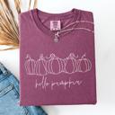 XL Berry Red Hello Pumpkin Minimalist Thanksgiving Autumn Fall Floral Pumpkin Brush Stroke Comfort Colors Tee