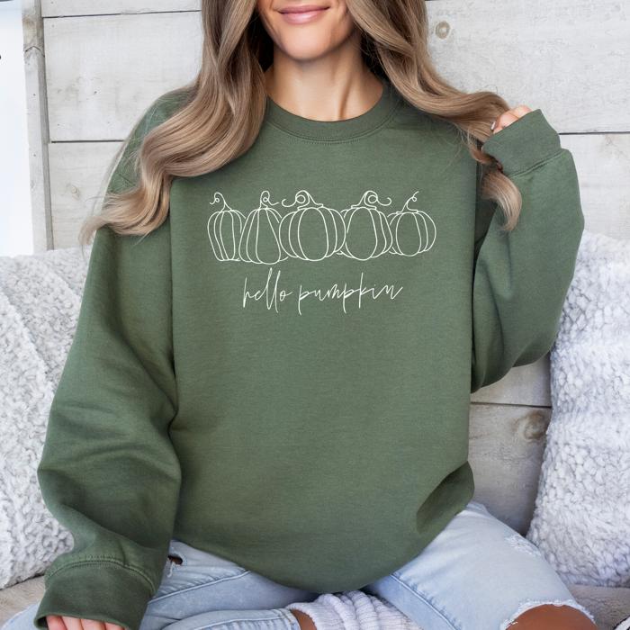 Hello Pumpkin Minimalist Thanksgiving Autumn Cozy Warm Soft Everyday Wear Stay Comfortable Sweatshirt