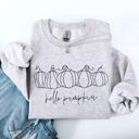 Medium Ash Light Gray Hello Pumpkin Minimalist Thanksgiving Autumn Cozy Warm Soft Everyday Wear Stay Comfortable Sweatshirt