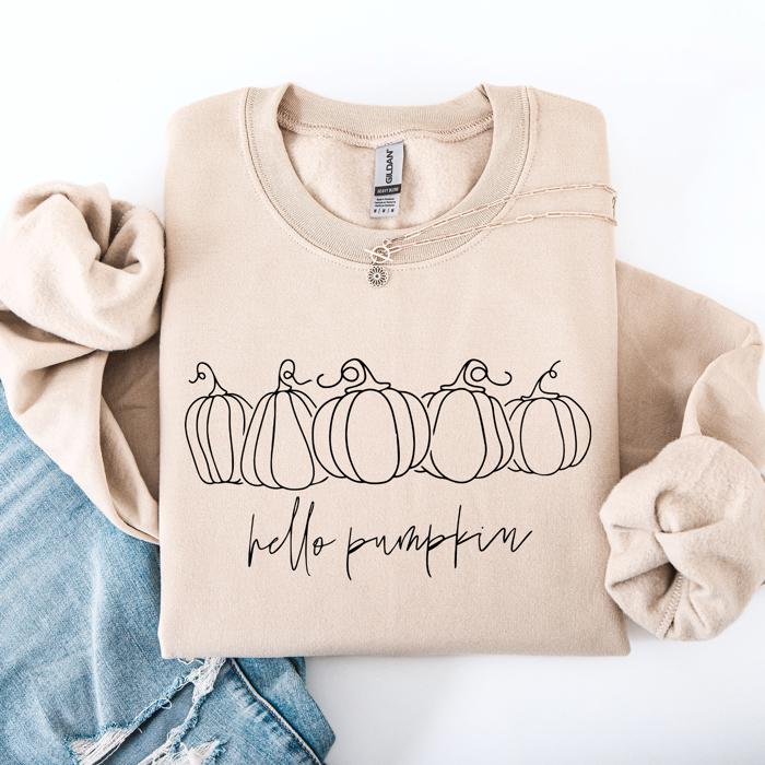Hello Pumpkin Minimalist Thanksgiving Autumn Cozy Warm Soft Everyday Wear Stay Comfortable Sweatshirt