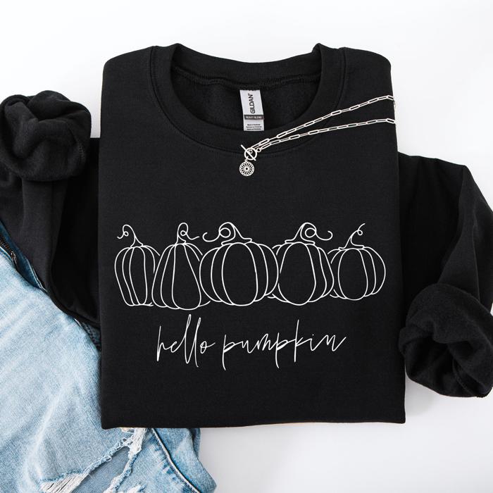 Hello Pumpkin Minimalist Thanksgiving Autumn Cozy Warm Soft Everyday Wear Stay Comfortable Sweatshirt