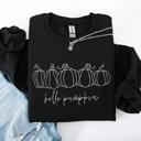 Medium Black Hello Pumpkin Minimalist Thanksgiving Autumn Cozy Warm Soft Everyday Wear Stay Comfortable Sweatshirt