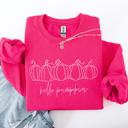 XL Crunhberry Bright Pink Hello Pumpkin Minimalist Thanksgiving Autumn Cozy Warm Soft Everyday Wear Stay Comfortable Sweatshirt