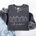 XXXL Dark Gray Heather Hello Pumpkin Minimalist Thanksgiving Autumn Cozy Warm Soft Everyday Wear Stay Comfortable Sweatshirt