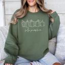 XXL Military Green Hello Pumpkin Minimalist Thanksgiving Autumn Cozy Warm Soft Everyday Wear Stay Comfortable Sweatshirt