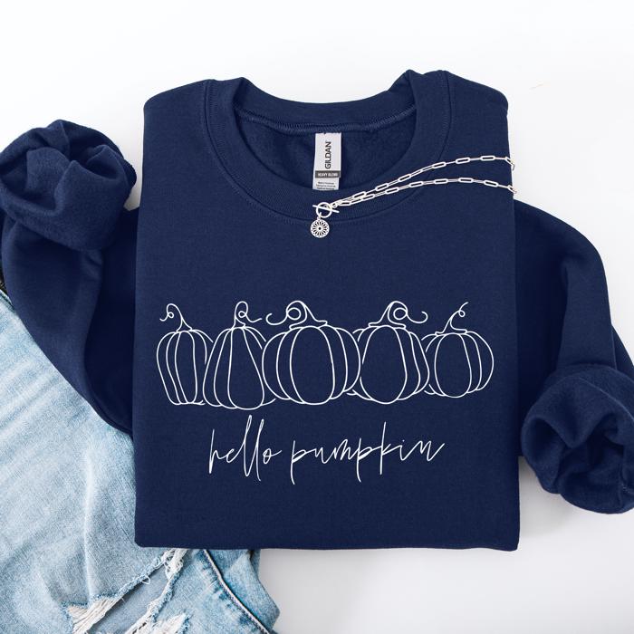 Hello Pumpkin Minimalist Thanksgiving Autumn Cozy Warm Soft Everyday Wear Stay Comfortable Sweatshirt