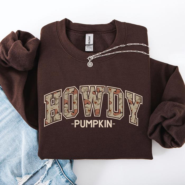 Howdy Pumpkin Varsity Collegiate Autumn Graphic Cozy Vintage For Everyday Layering Comfort Sweatshirt
