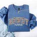 XXXL Indigo Blue Howdy Pumpkin Varsity Collegiate Autumn Graphic Cozy Vintage For Everyday Layering Comfort Sweatshirt