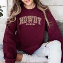 Small Maroon Howdy Pumpkin Varsity Collegiate Autumn Graphic Cozy Vintage For Everyday Layering Comfort Sweatshirt