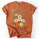 Small Yam I Will Praise Him In Every Season Psalm 34:1 Watercolor Autumn Comfort Colors Tee