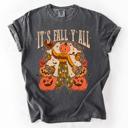 XXXL Pepper Dark Gray It's Fall Y'all Watercolor Flowers and Jack-O'-Lanterns Halloween Autumn Edition Comfort Colors Tee