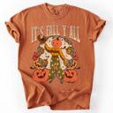Medium Yam It's Fall Y'all Watercolor Flowers and Jack-O'-Lanterns Halloween Autumn Edition Comfort Colors Tee