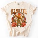 Medium Ivory Cream It's Fall Y'all Watercolor Flowers and Jack-O'-Lanterns Halloween Autumn Edition Comfort Colors Tee