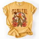 XXL Mustard It's Fall Y'all Watercolor Flowers and Jack-O'-Lanterns Halloween Autumn Edition Comfort Colors Tee