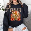 Large Black It's Fall Y'all Jack O Lantern Halloween Autumn Vintage Inspired Seasonal Sweatshirt