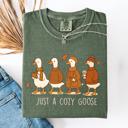 XXXL Moss Dark Green Just A Cozy Goose Autumn Watercolor Bouquet Pumpkin Spice Floral Comfort Colors Tee