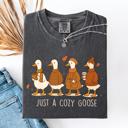 XXXL Pepper Dark Gray Just A Cozy Goose Autumn Watercolor Bouquet Pumpkin Spice Floral Comfort Colors Tee