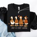 XXXL Black Just A Cozy Goose Autumn Floral Sunflower Pumpkin Spice Cozy Fleece Seasonal Sweatshirt