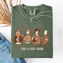  Just A Cozy Goose Autumn Goose Watercolor Bouquet With Jack O Lantern Motifs Comfort Colors Tee