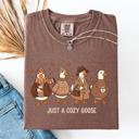XXXL Espresso Brown Just A Cozy Goose Autumn Goose Watercolor Bouquet With Jack O Lantern Motifs Comfort Colors Tee