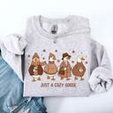 XXXL Ash Light Gray Just a Cozy Goose, Autumn Goose Floral Pumpkin Spice Autumn Comfort Edition Sweatshirt