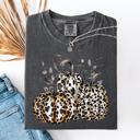 Small Pepper Dark Gray Leopard Print Pumpkins Watercolor Bouquet Autumn Halloween Scene Comfort Colors Tee
