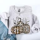 XL Ash Light Gray Leopard Print Pumpkins For Halloween And Autumn Festive Fashion Season Sweatshirt