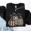 Medium Black Leopard Print Pumpkins For Halloween And Autumn Festive Fashion Season Sweatshirt
