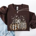 Small Dark Chocolate Brown Leopard Print Pumpkins For Halloween And Autumn Festive Fashion Season Sweatshirt