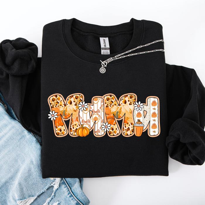Mama Pumpkin Pattern Halloween Autumn Festive Cozy Seasonal Pumpkin Theme Sweatshirt