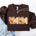 Medium Dark Chocolate Brown Mama Pumpkin Pattern Halloween Autumn Festive Cozy Seasonal Pumpkin Theme Sweatshirt