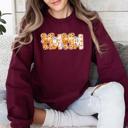 XL Maroon Mama Pumpkin Pattern Halloween Autumn Festive Cozy Seasonal Pumpkin Theme Sweatshirt