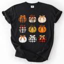 XL Black Patterned Pumpkins Watercolor Leopard Print Hand Painted Bouquet Comfort Colors Tee